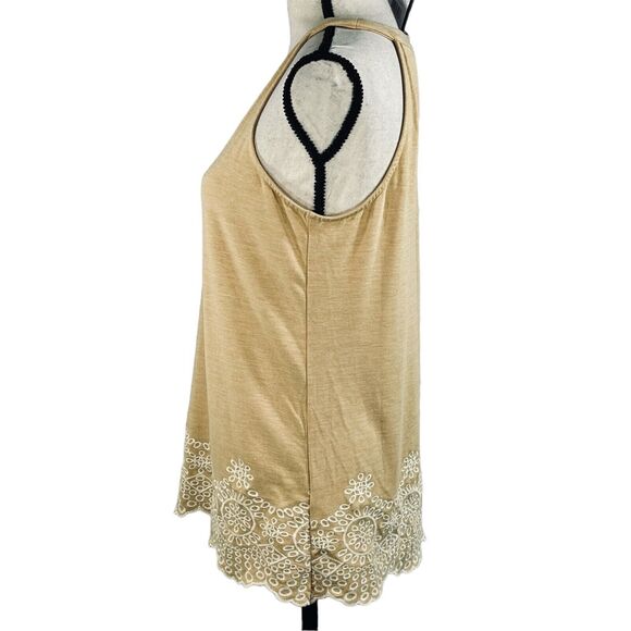 Adrianna Papell Medium Top Sleeveless Floral Embroidered Scalloped Hem Stretch - Picture 6 of 9